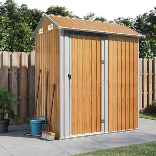garden shed, light brown, 192x152.5x237 cm, galvanized steel