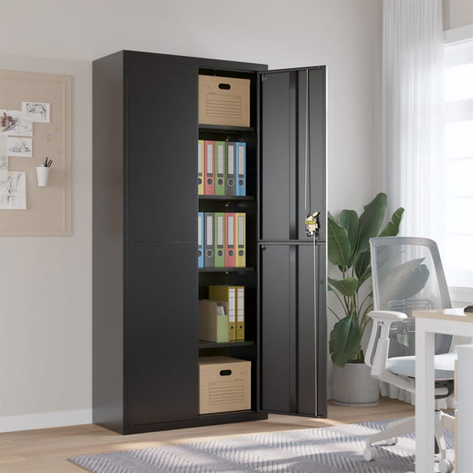 file cabinet, black, 90x40x200 cm, steel