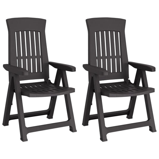 садовые стулья с откидной спинкой, 2 шт., антрацитовый серый, ПП