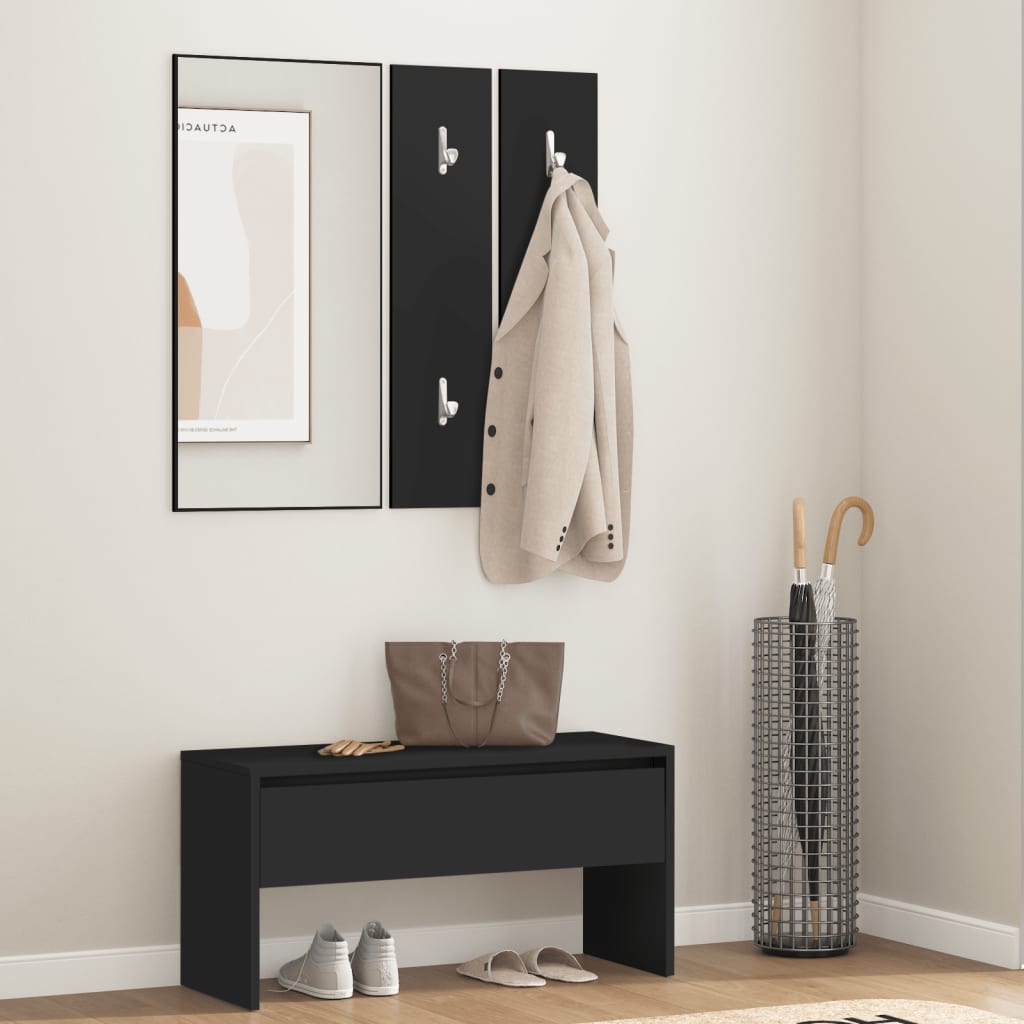 hallway furniture set, black, engineered wood