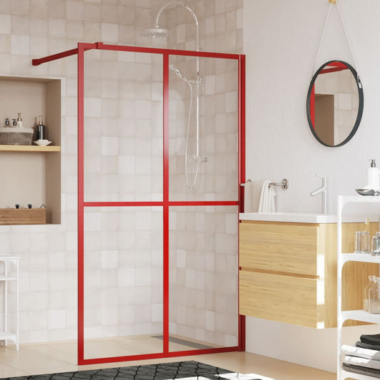 dušas siena, caurspīdīgs ESG stikls, 118x195 cm, sarkana