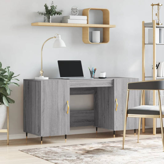 desk, gray oak, 140x50x75 cm, engineered wood