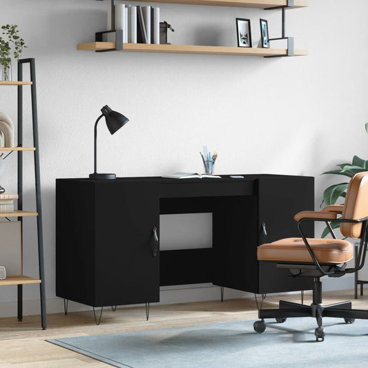 desk, black, 140x50x75 cm, engineered wood