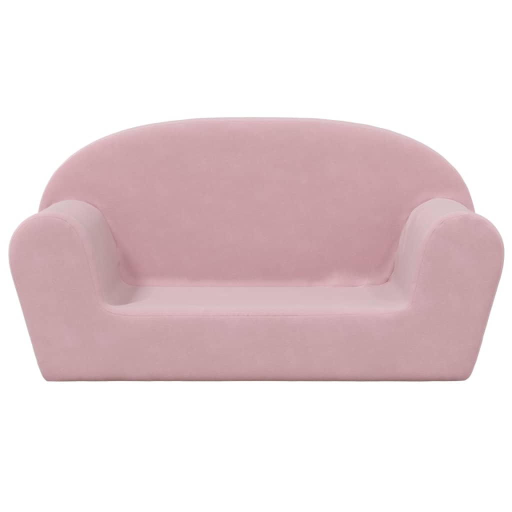 divvietīgs bērnu dīvāns, rozā, mīksts plīšs