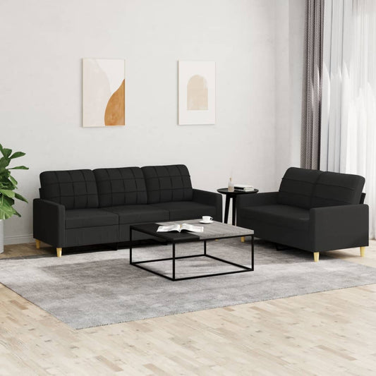 divdaļīgs dīvānu komplekts ar spilveniem, melns audums