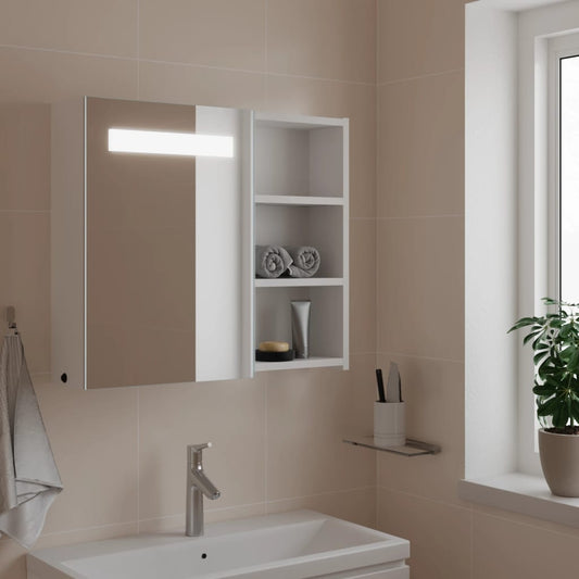 vannasistabas spoguļskapītis ar LED, 60x13x52 cm, balts
