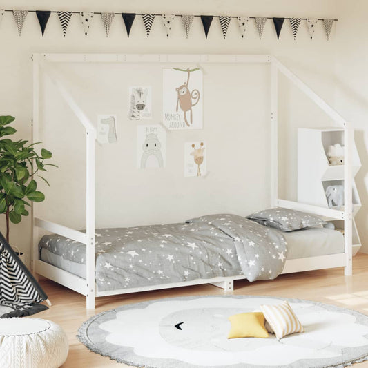 children's bed frame, white, 90x190 cm, solid pine wood