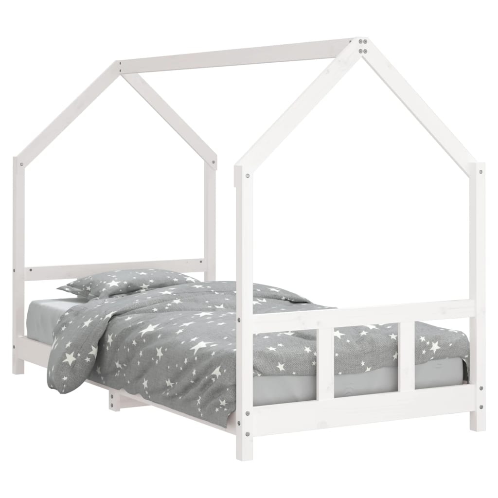 bērnu gultas rāmis, balts, 90x190 cm, priedes masīvkoks