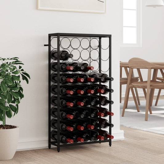 vīna pudeļu plaukts 45 pudelēm, 54x18x100 cm, melna dzelzs