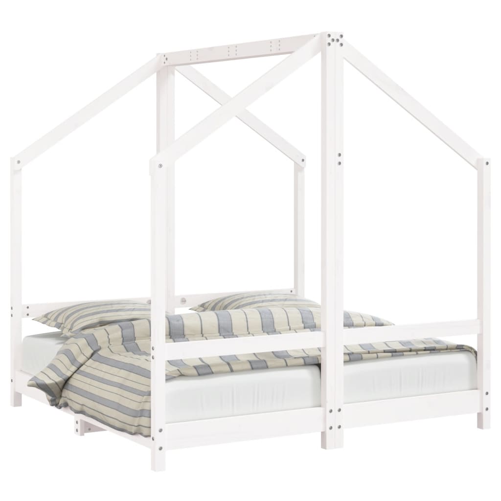 bērnu gultas rāmis, priedes masīvkoks, 2x(70x140) cm, balts