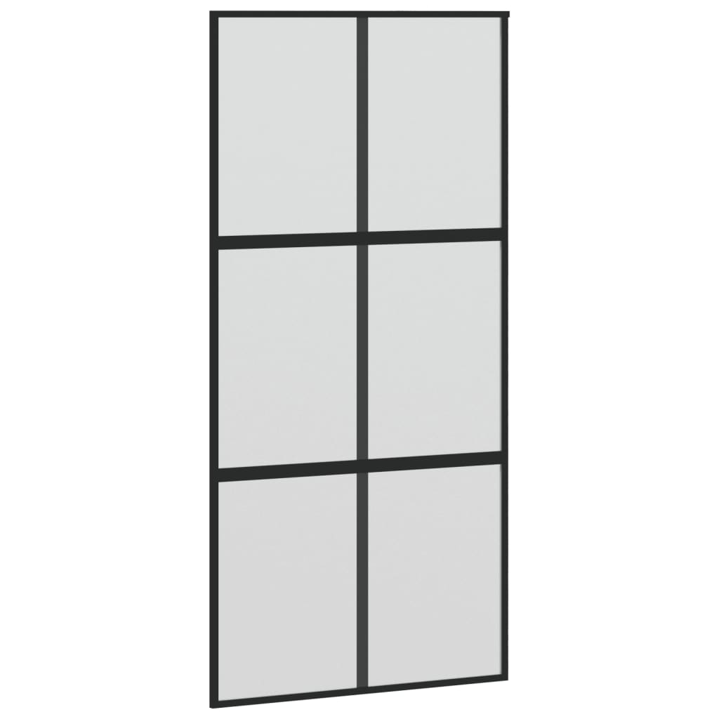 bīdāmās durvis, melnas, 102,5x205 cm, rūdīts stikls, alumīnijs