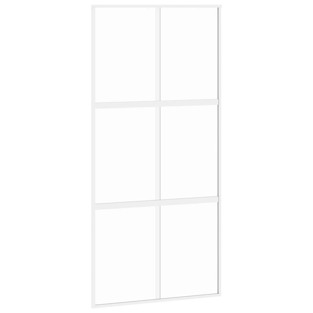bīdāmās durvis, baltas, 102,5x205 cm, rūdīts stikls, alumīnijs