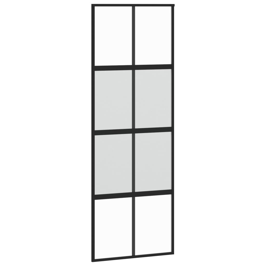 bīdāmās durvis, melnas, 76x205 cm, rūdīts stikls un alumīnijs