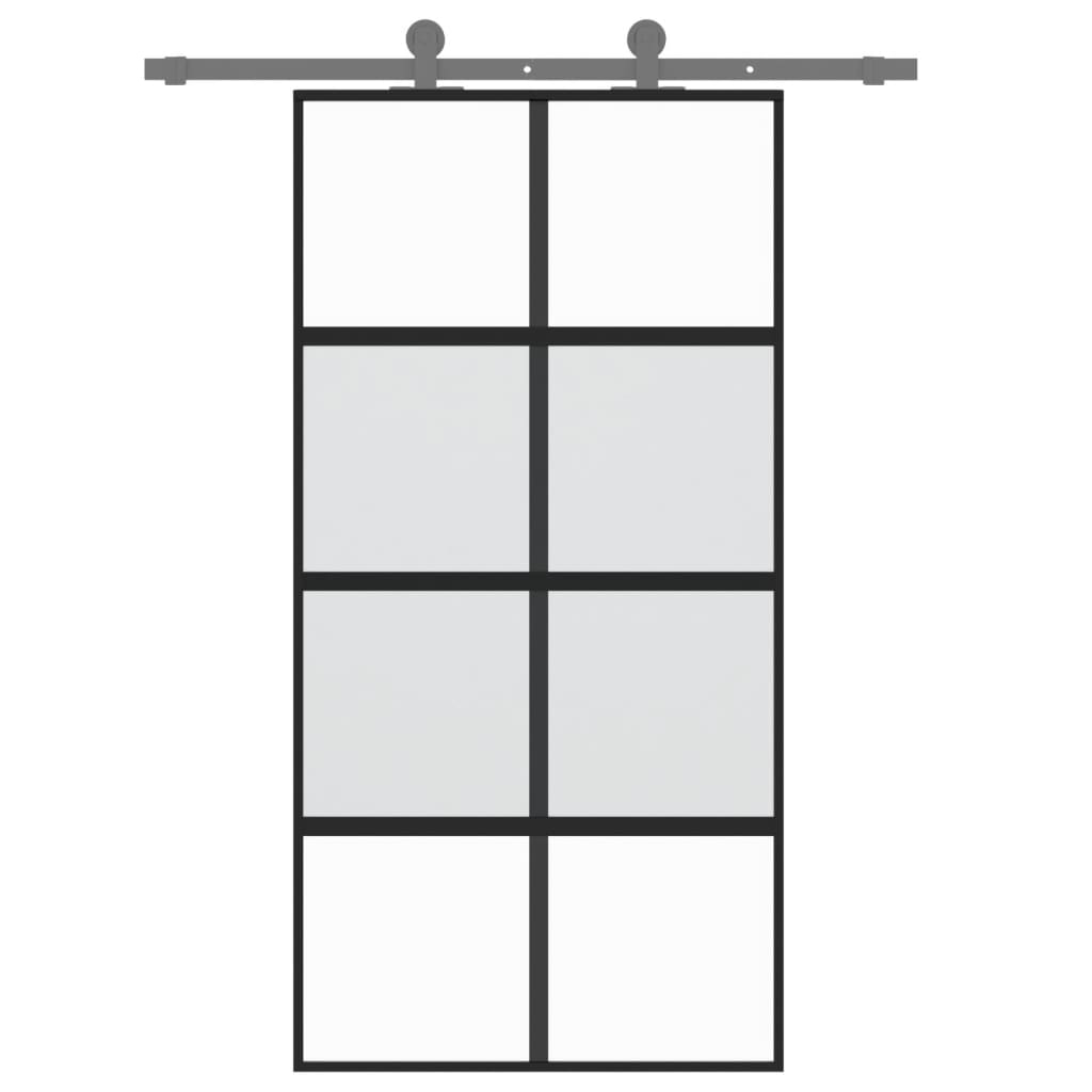 bīdāmās durvis, melnas, 102,5x205 cm, rūdīts stikls, alumīnijs