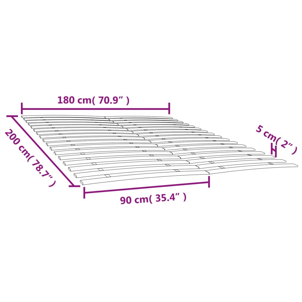 bed slats, 2 pcs., with 34 slats, 90x200 cm