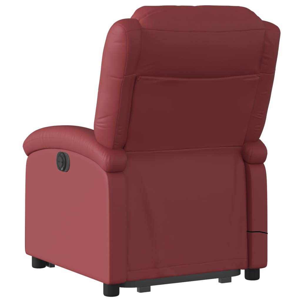 masāžas krēsls, paceļams, atgāžams, vīnsarkana mākslīgā āda