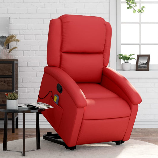 masāžas krēsls, paceļams, atgāžams, sarkana mākslīgā āda