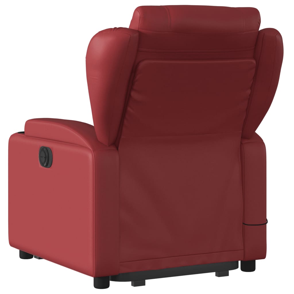 masāžas krēsls, paceļams, atgāžams, vīnsarkana mākslīgā āda