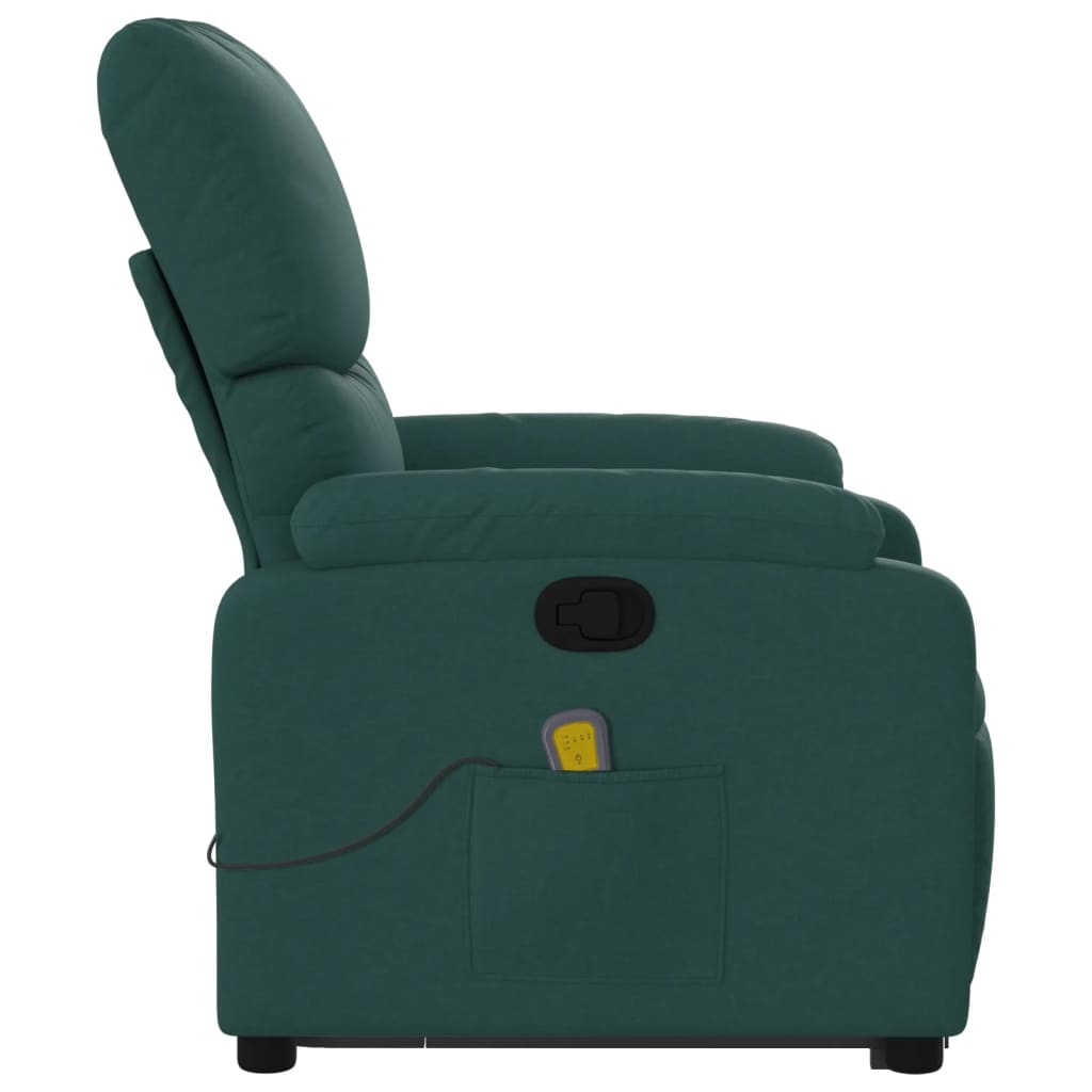 masāžas krēsls, paceļams, atgāžams, tumši zaļš audums