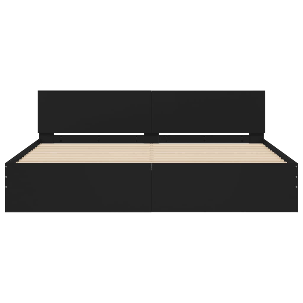 gultas rāmis ar galvgali, melns, 160x200 cm