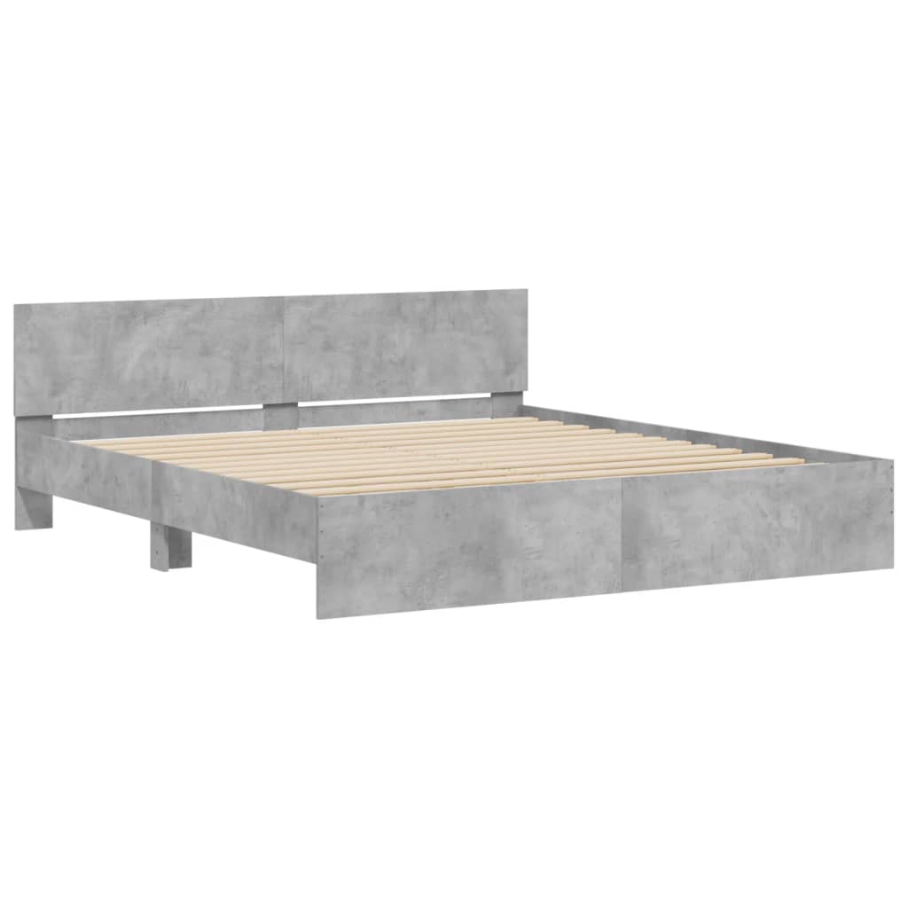 gultas rāmis ar galvgali, betona pelēks, 160x200 cm