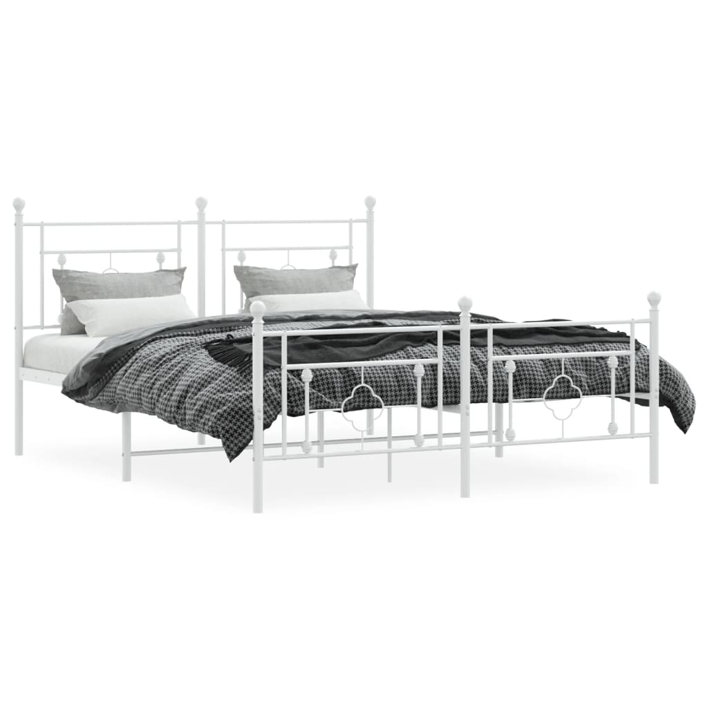 gultas rāmis ar galvgali un kājgali, balts metāls, 160x200 cm