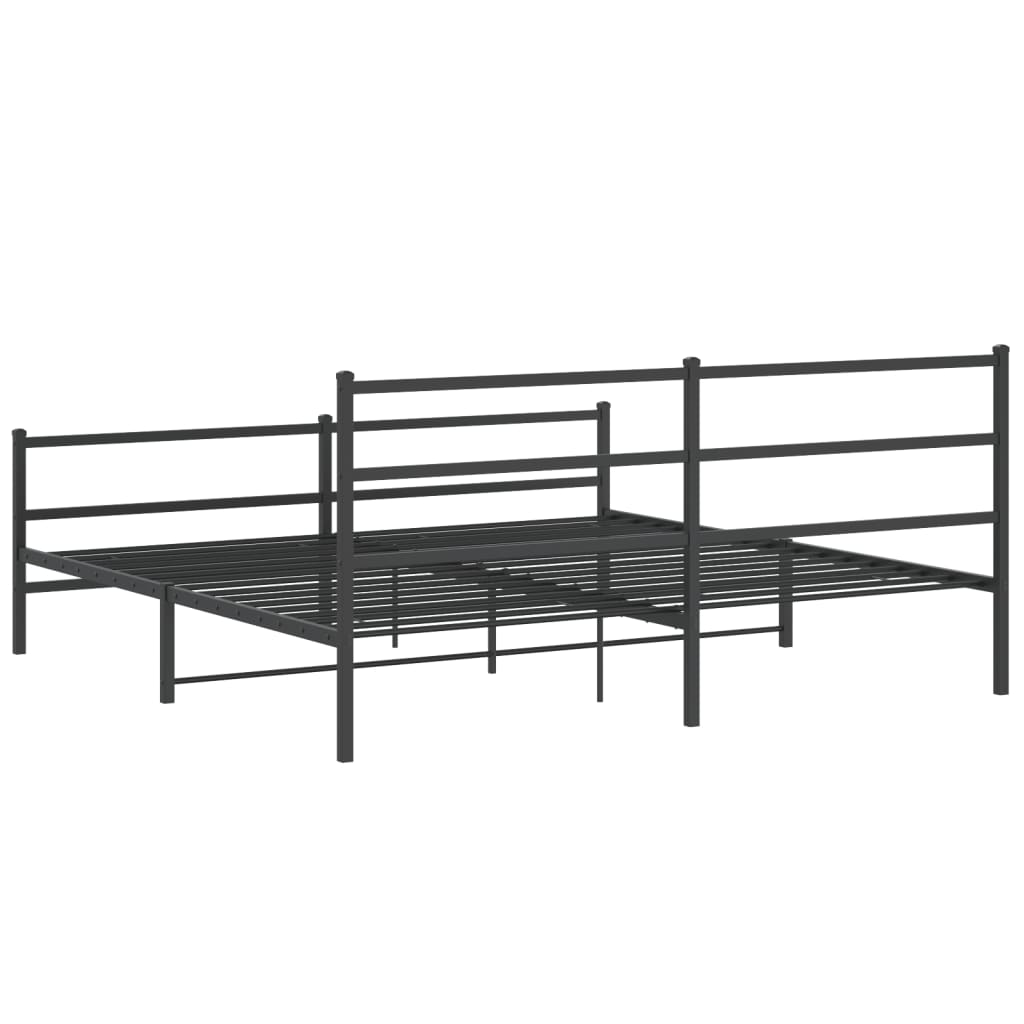 gultas rāmis ar galvgali un kājgali, melns metāls, 200x200 cm