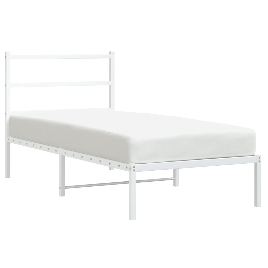 gultas rāmis ar galvgali, balts metāls, 90x190 cm