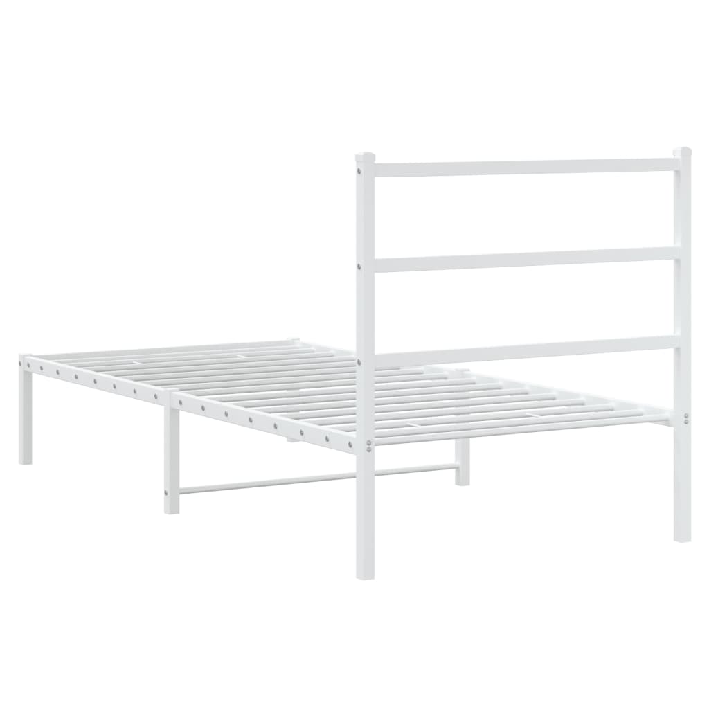 gultas rāmis ar galvgali, balts metāls, 90x190 cm