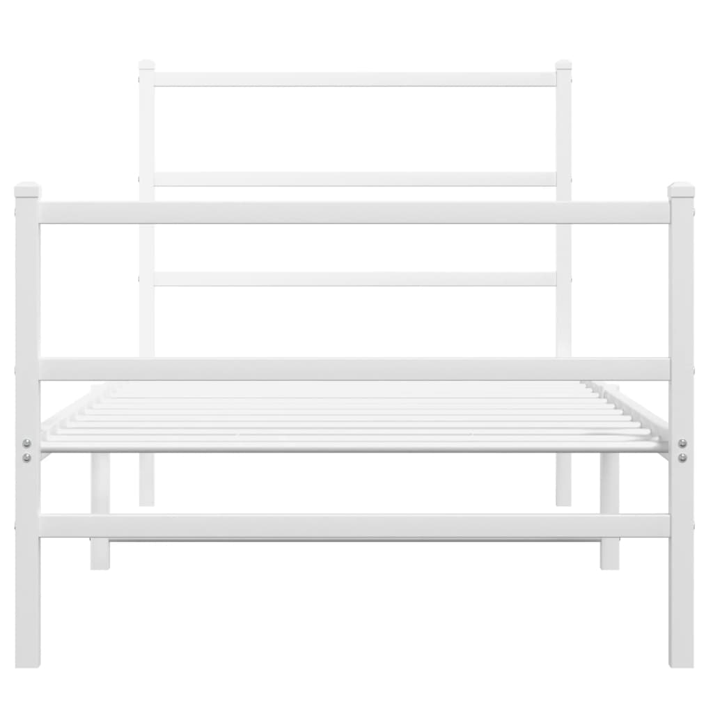 gultas rāmis ar galvgali un kājgali, balts metāls, 90x190 cm
